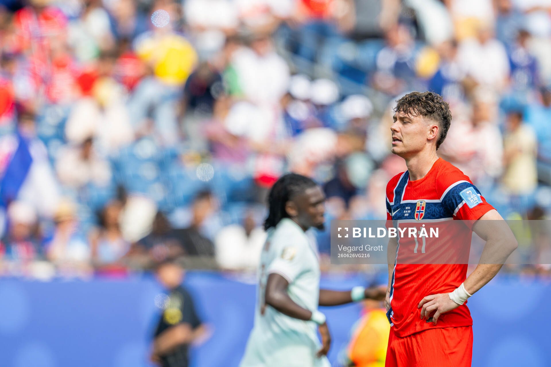 Jørgen Strand Larsen of Norway looks dejected after