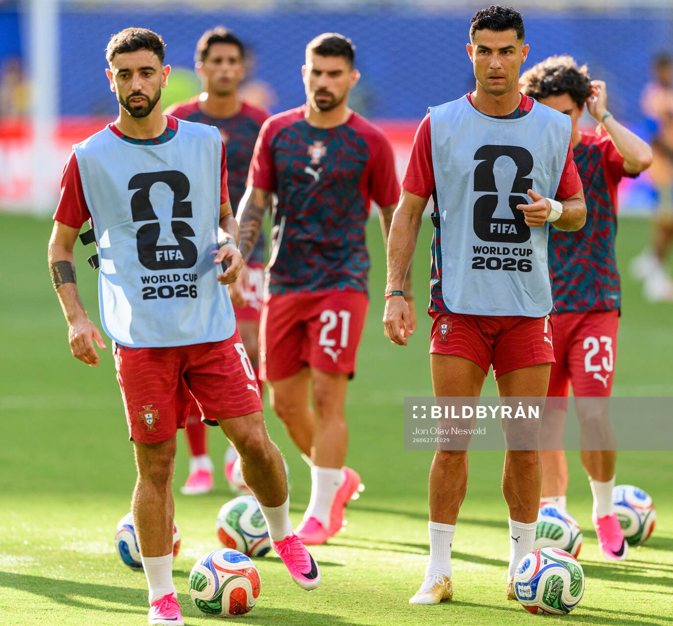 Bruno Fernandes and Cristiano Ronaldo of Portugal