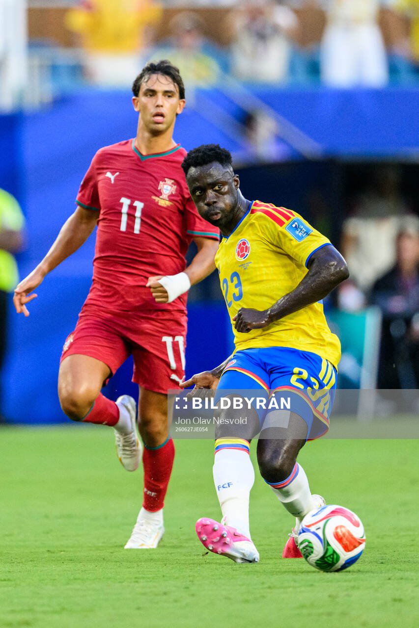 Joao Felix of Portugal and Davinson Sanchez of Colombia