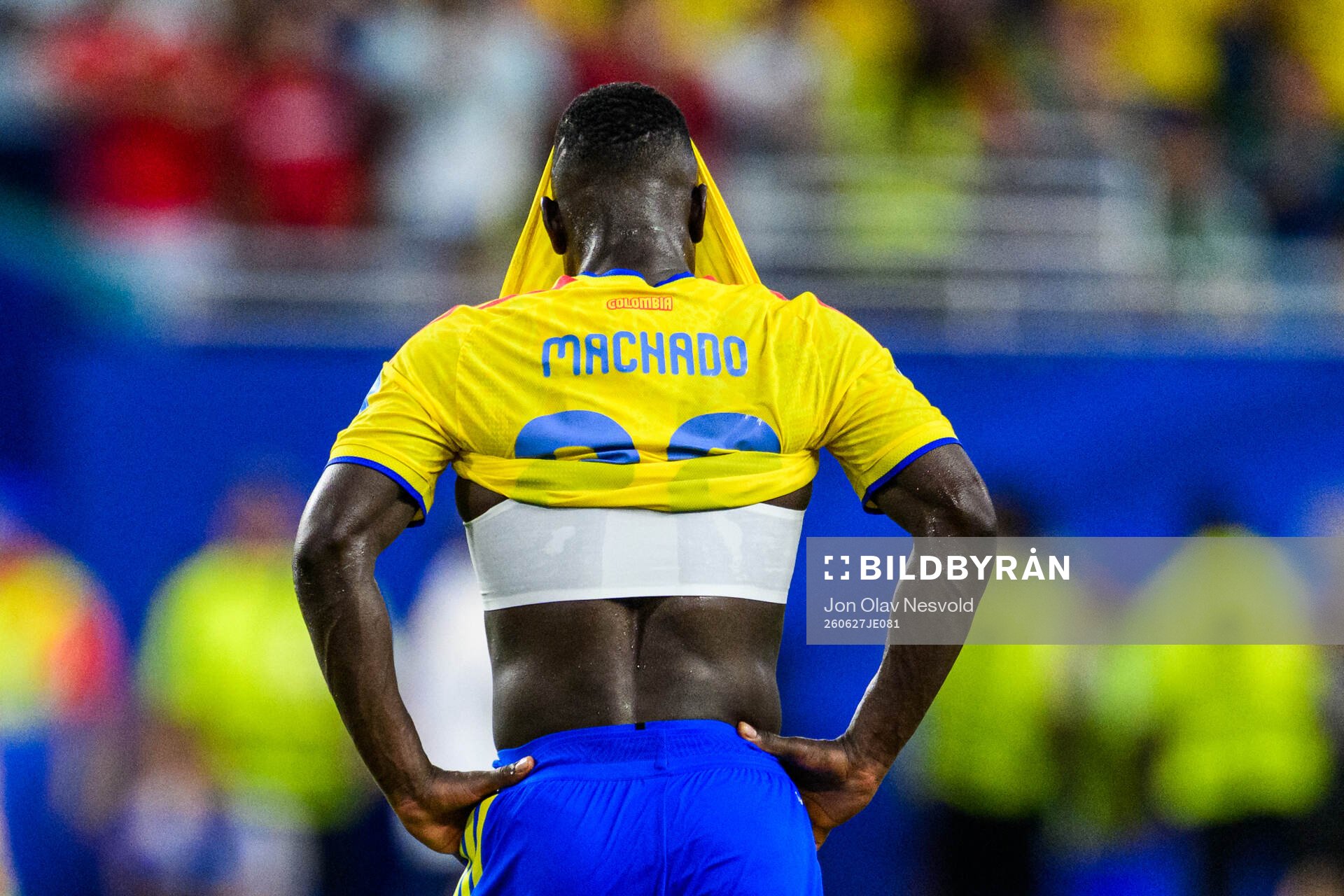 Deiver Machado of Colombia looks dejected
