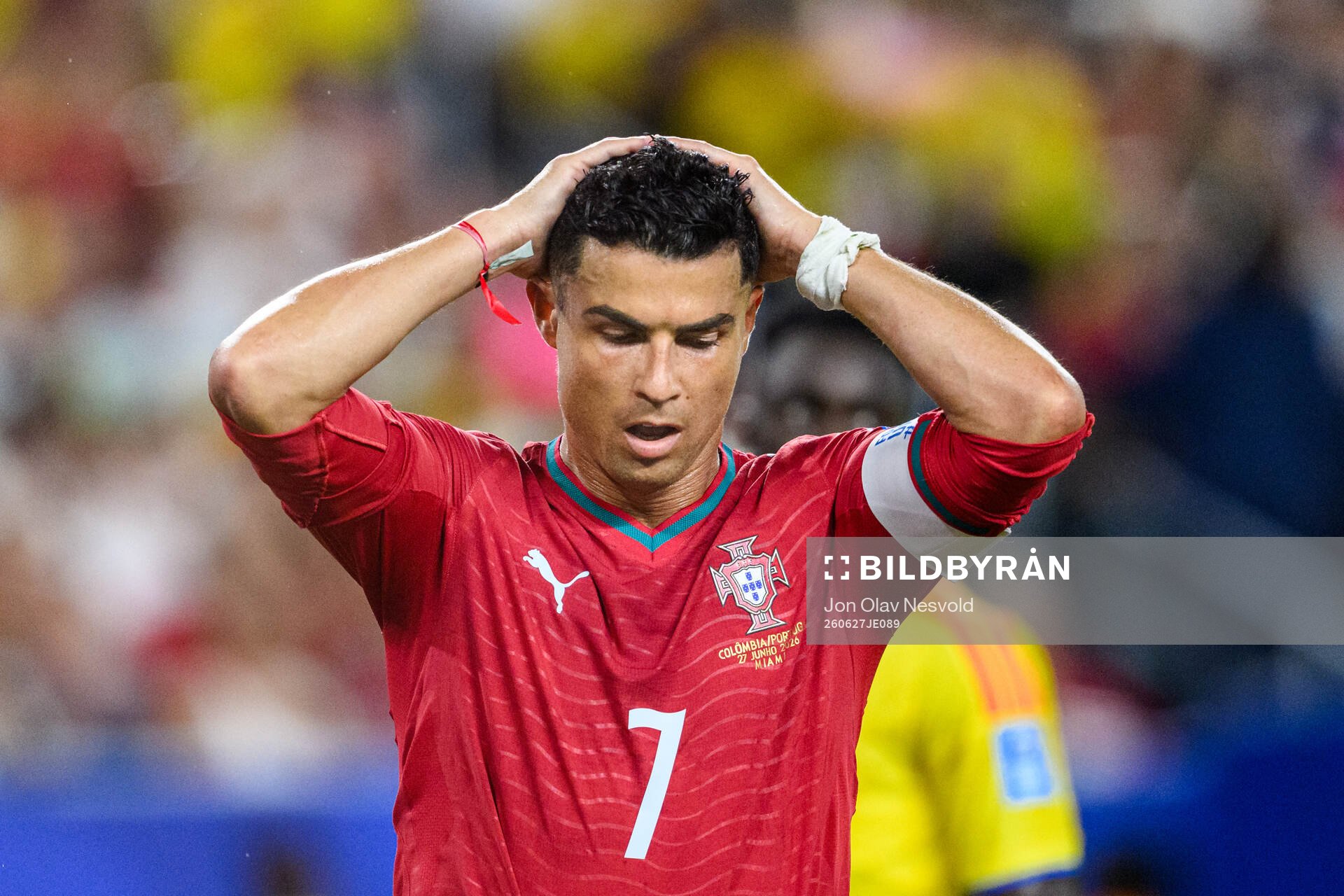 Cristiano Ronaldo of Portugal looks dejected