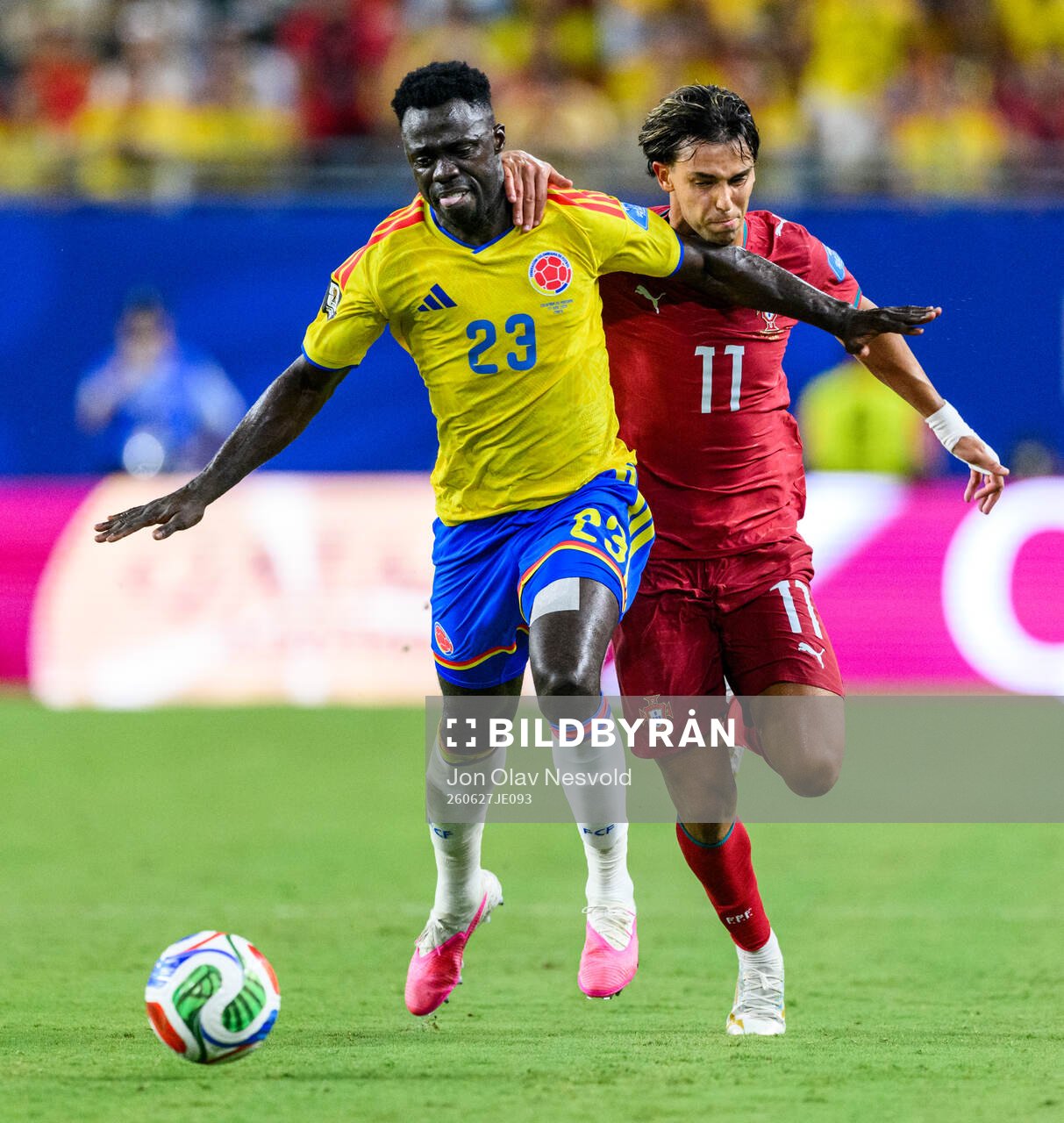 Davinson Sanchez of Colombia and Joao Felix of Portugal