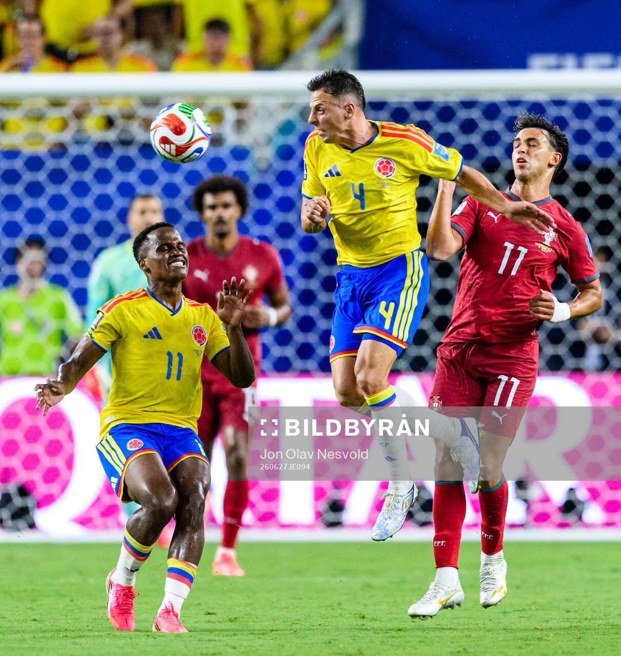 Jhon Arias and Santiago Arias of Colombia and Joao Felix of