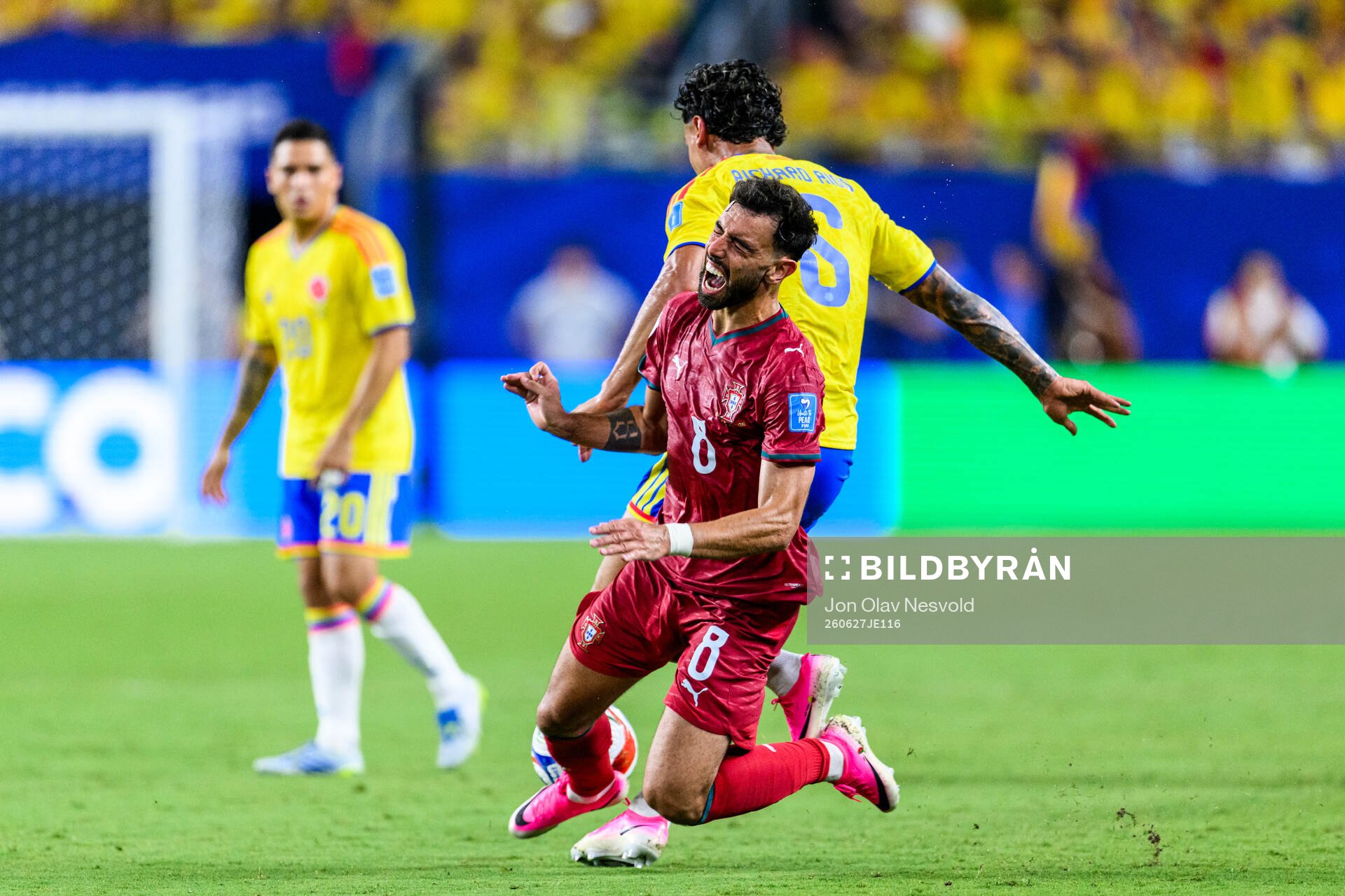 Bruno Fernandes of Portugal and Richard Rios of Colombia