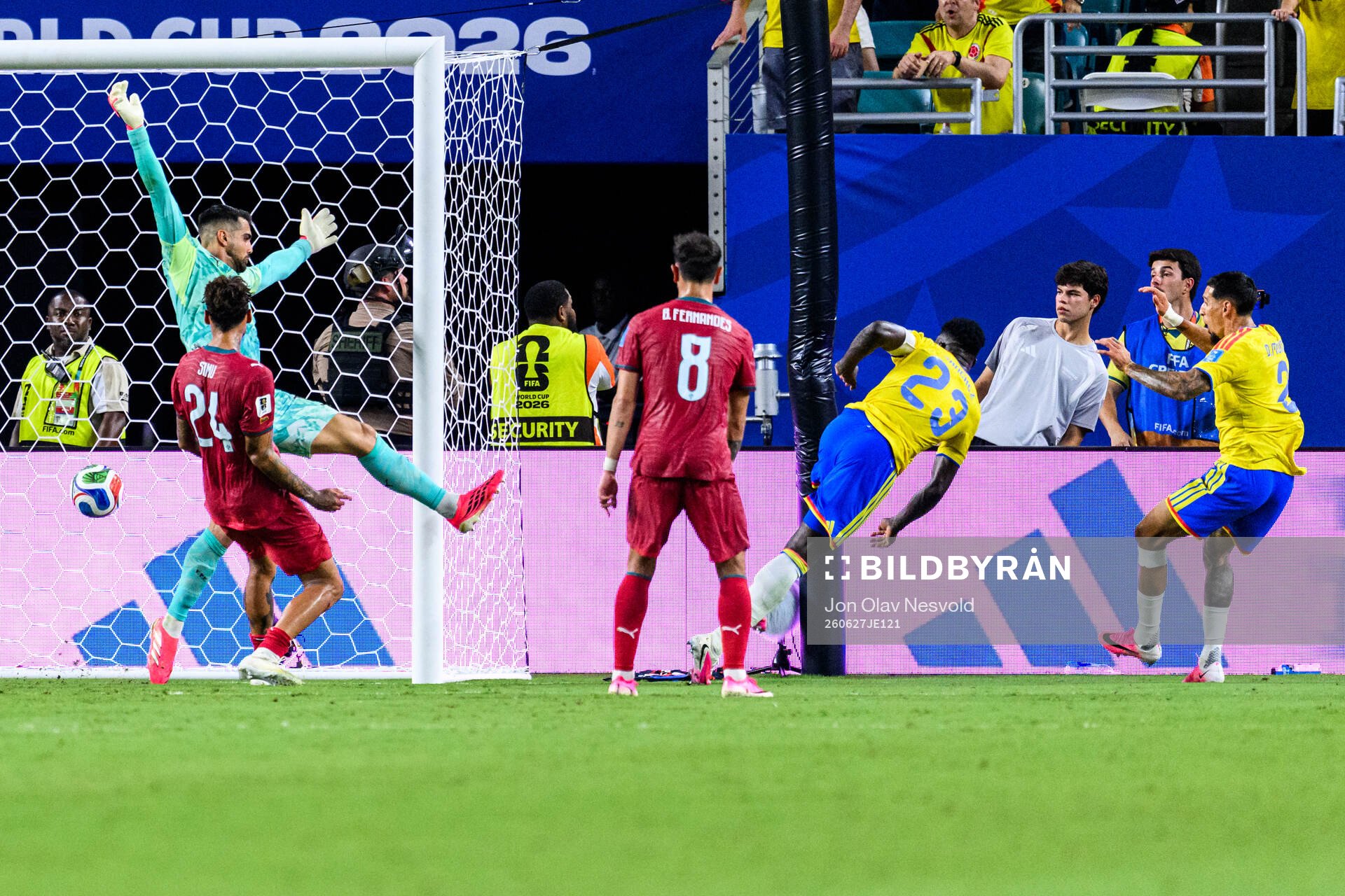 Davinson Sanchez of Colombia scores 1-0 (later disallowed