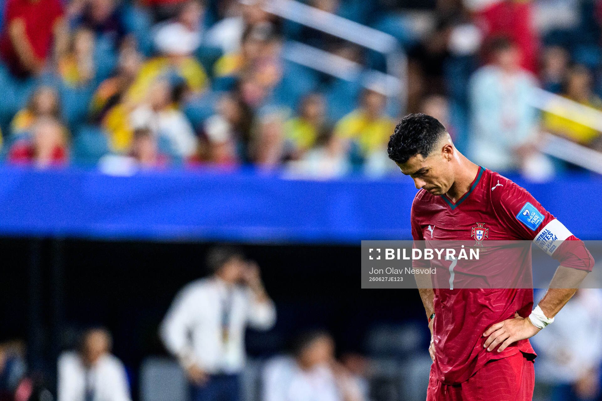 Cristiano Ronaldo of Portugal looks dejected
