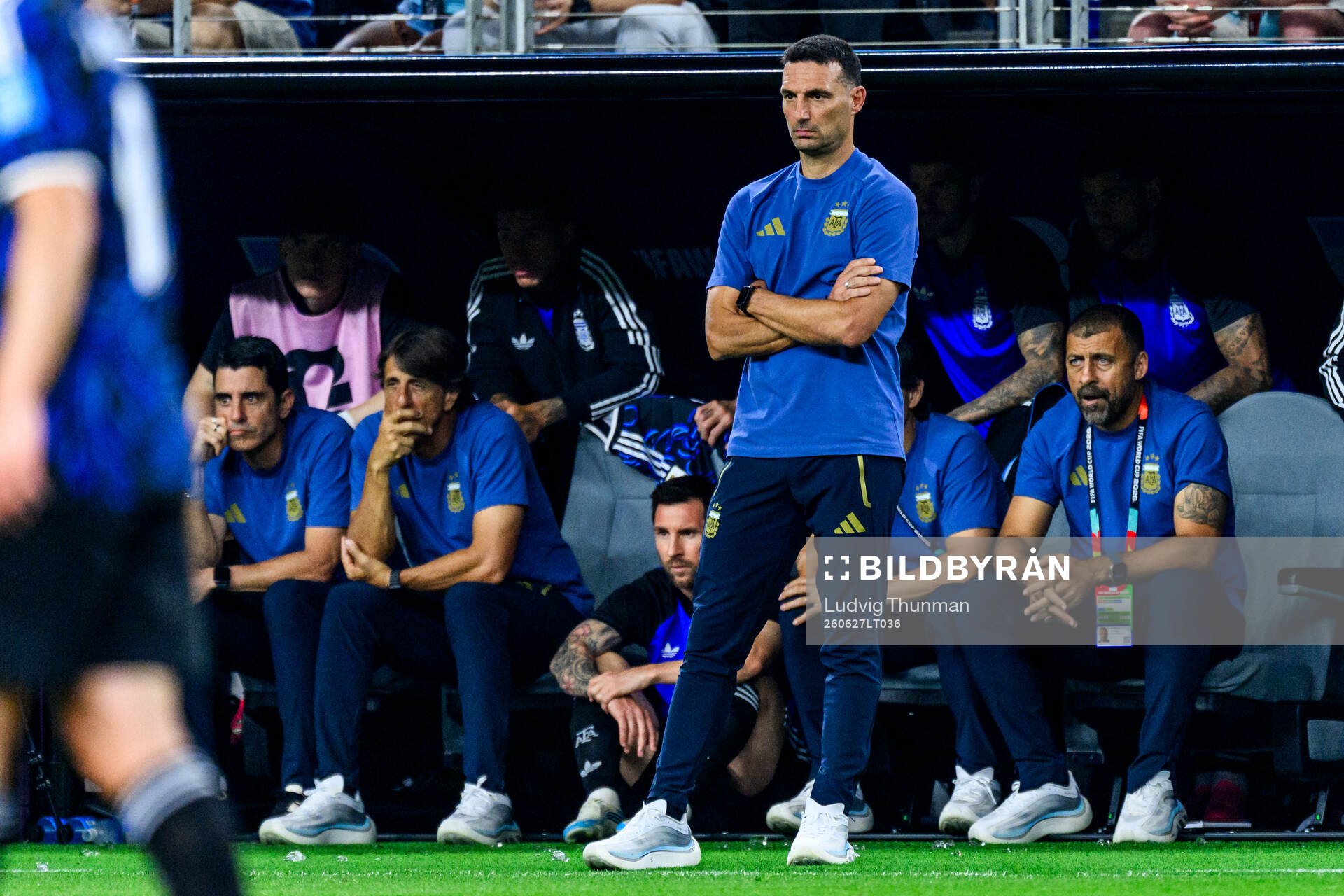 Lionel Messi and Head coach Lionel Sebastián Scaloni of