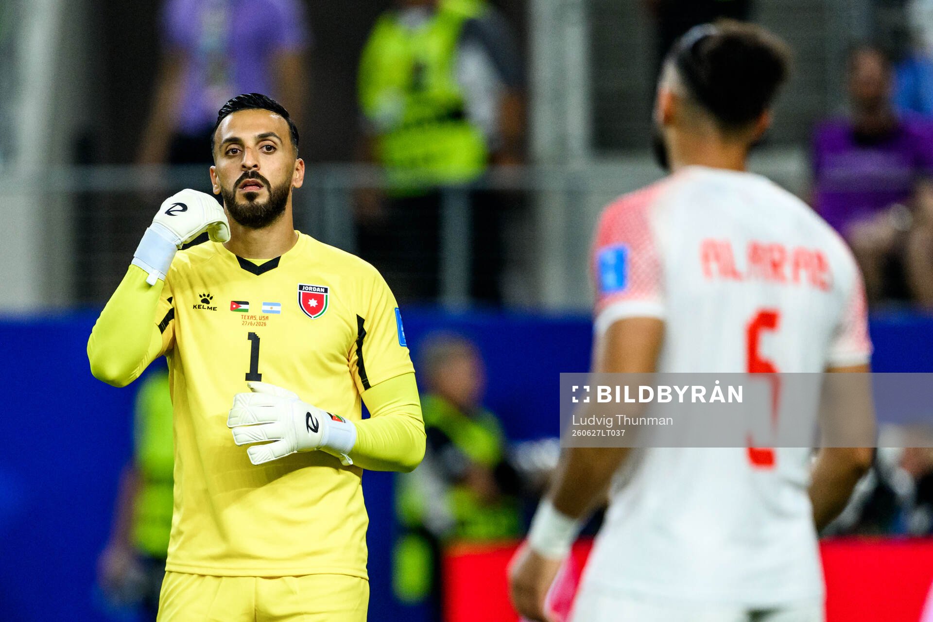 Goalkeeper Yazeed Abulaila of Jordan