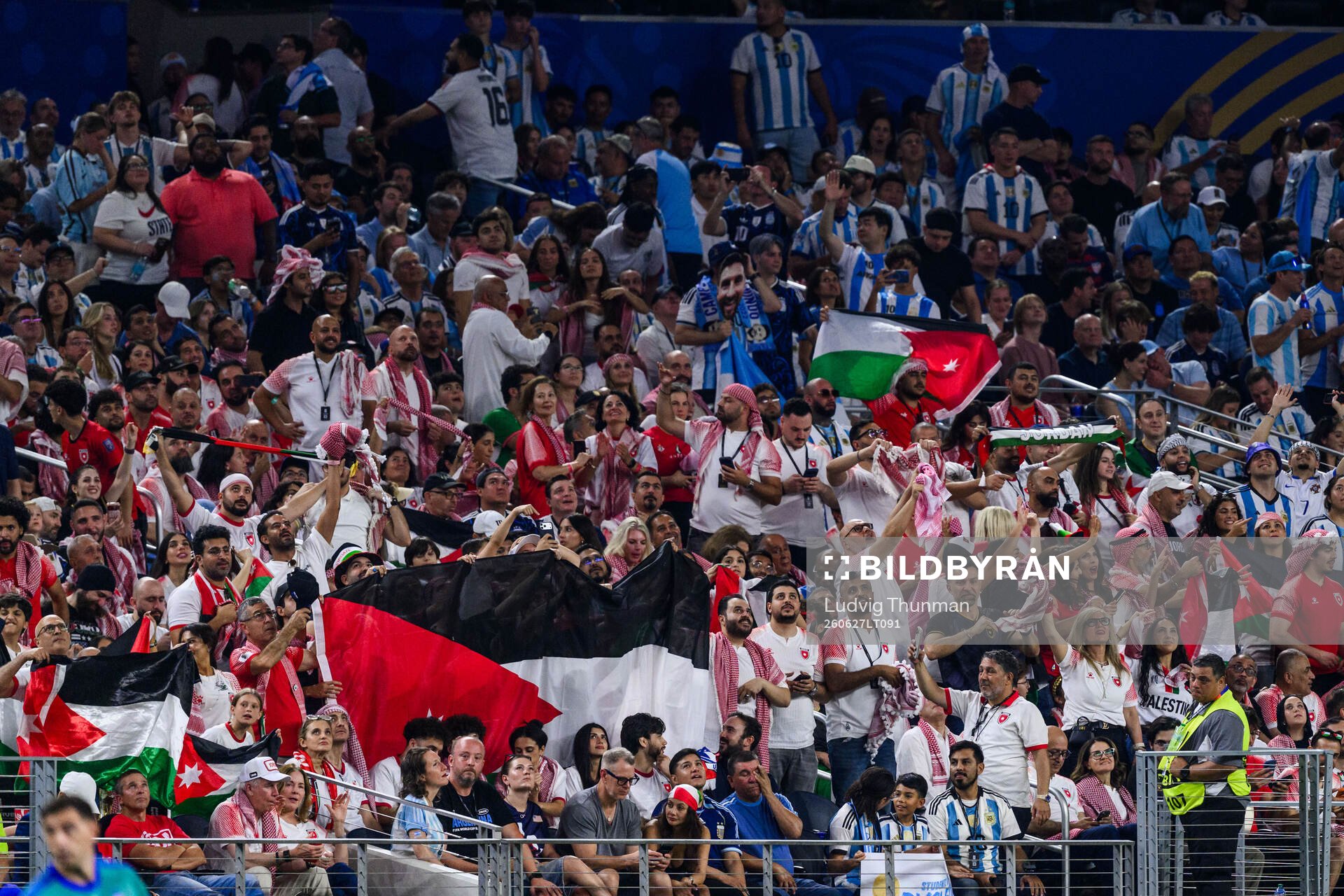 The flag of Jordan in the stands