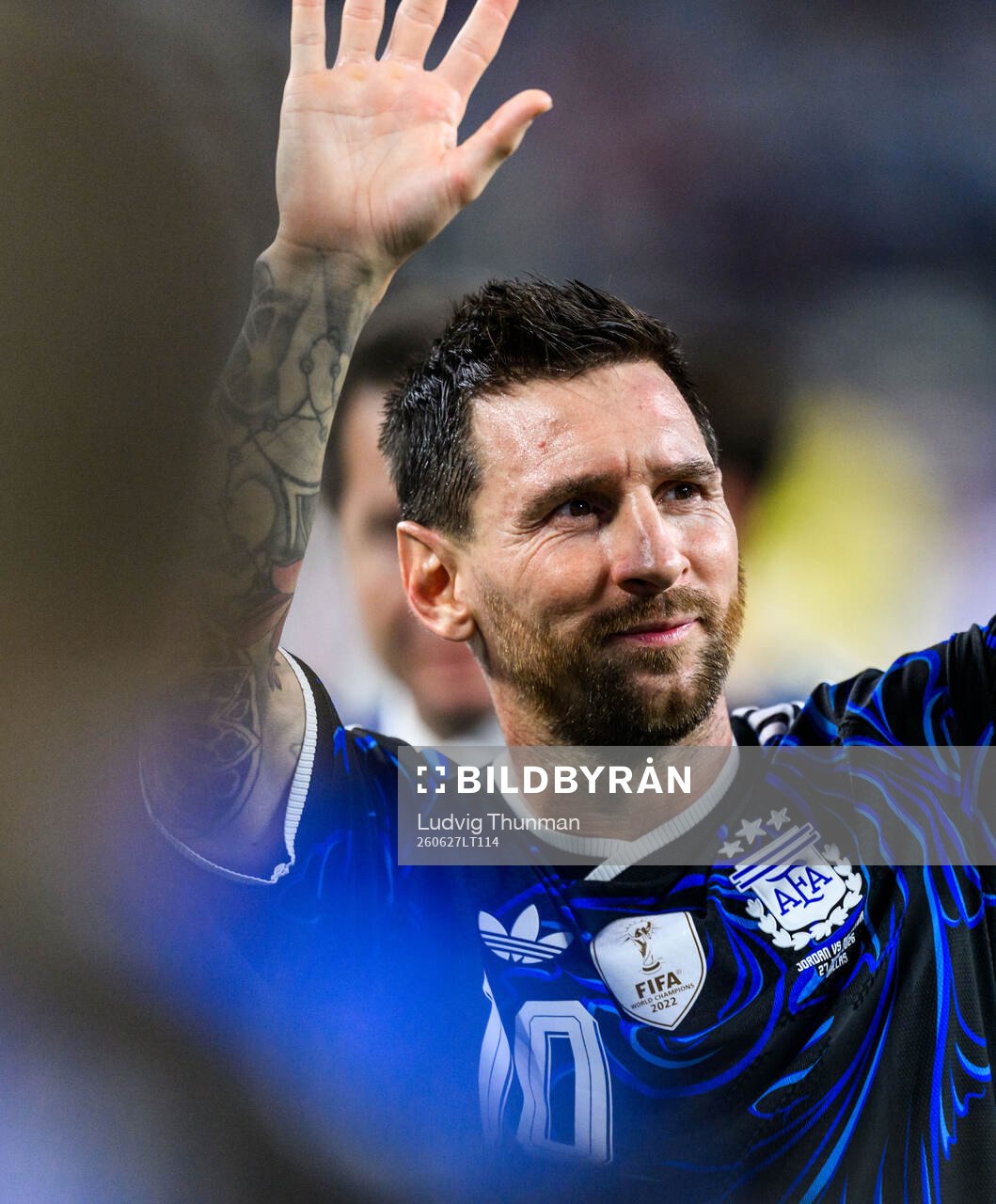 Lionel Messi of Argentina celebrates afterthe FIFA World