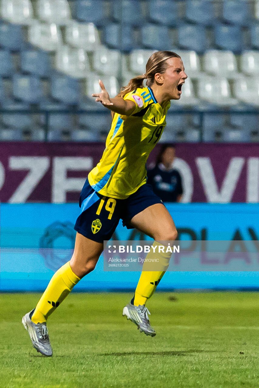 Agnes Ekberg of Sweden celebrates
