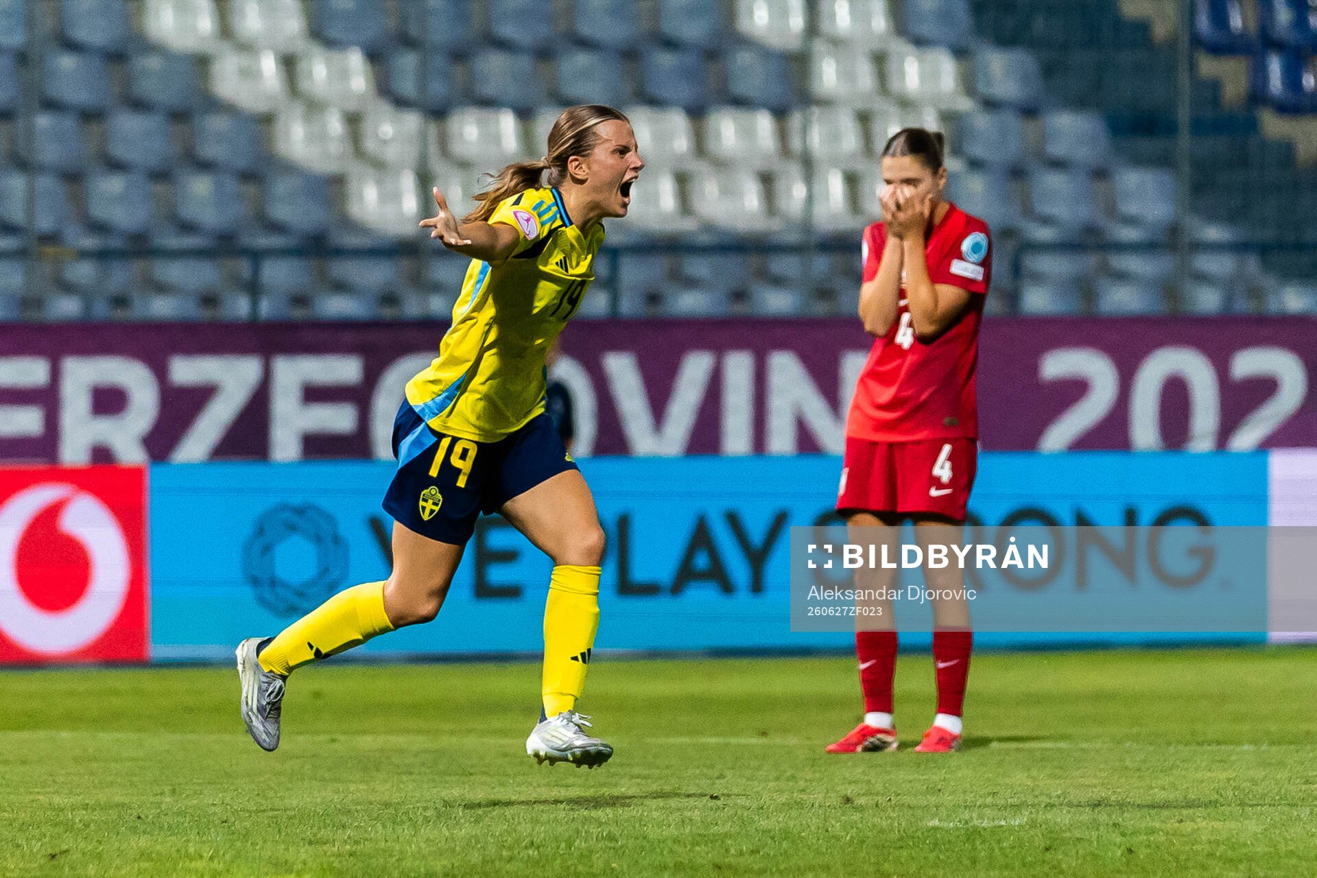 Agnes Ekberg of Sweden celebrates