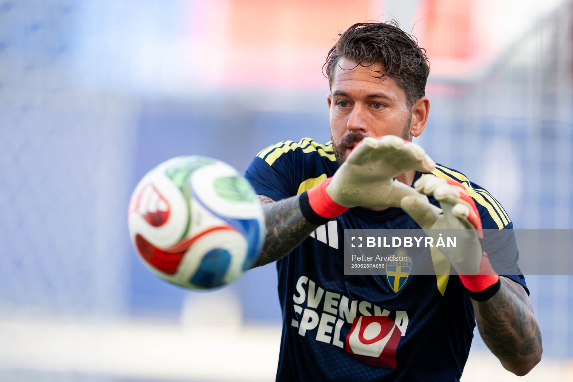 Goalkeeper Kristoffer Nordfeldt of the Swedish national