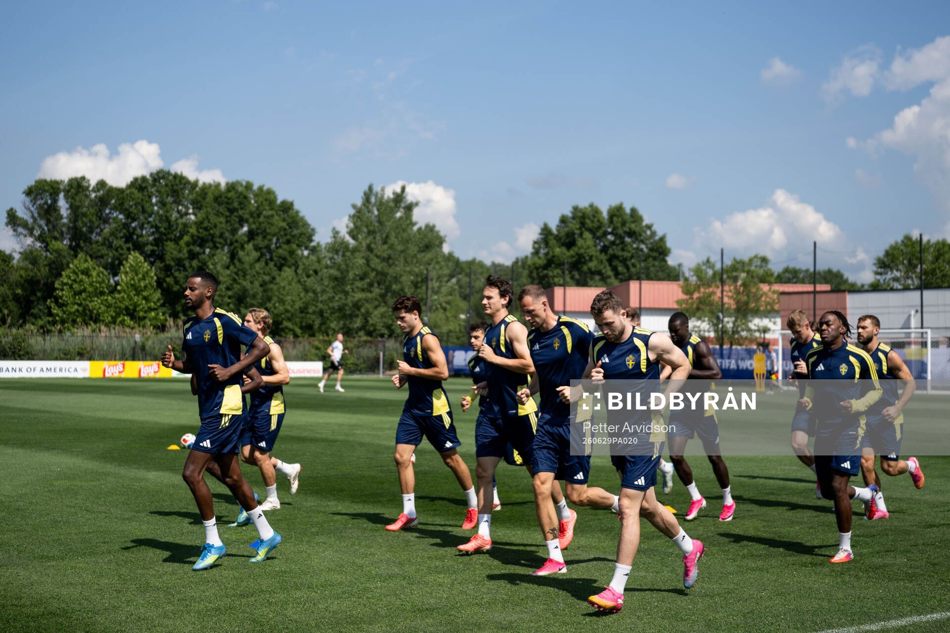 Players of the Swedish national football team at a training