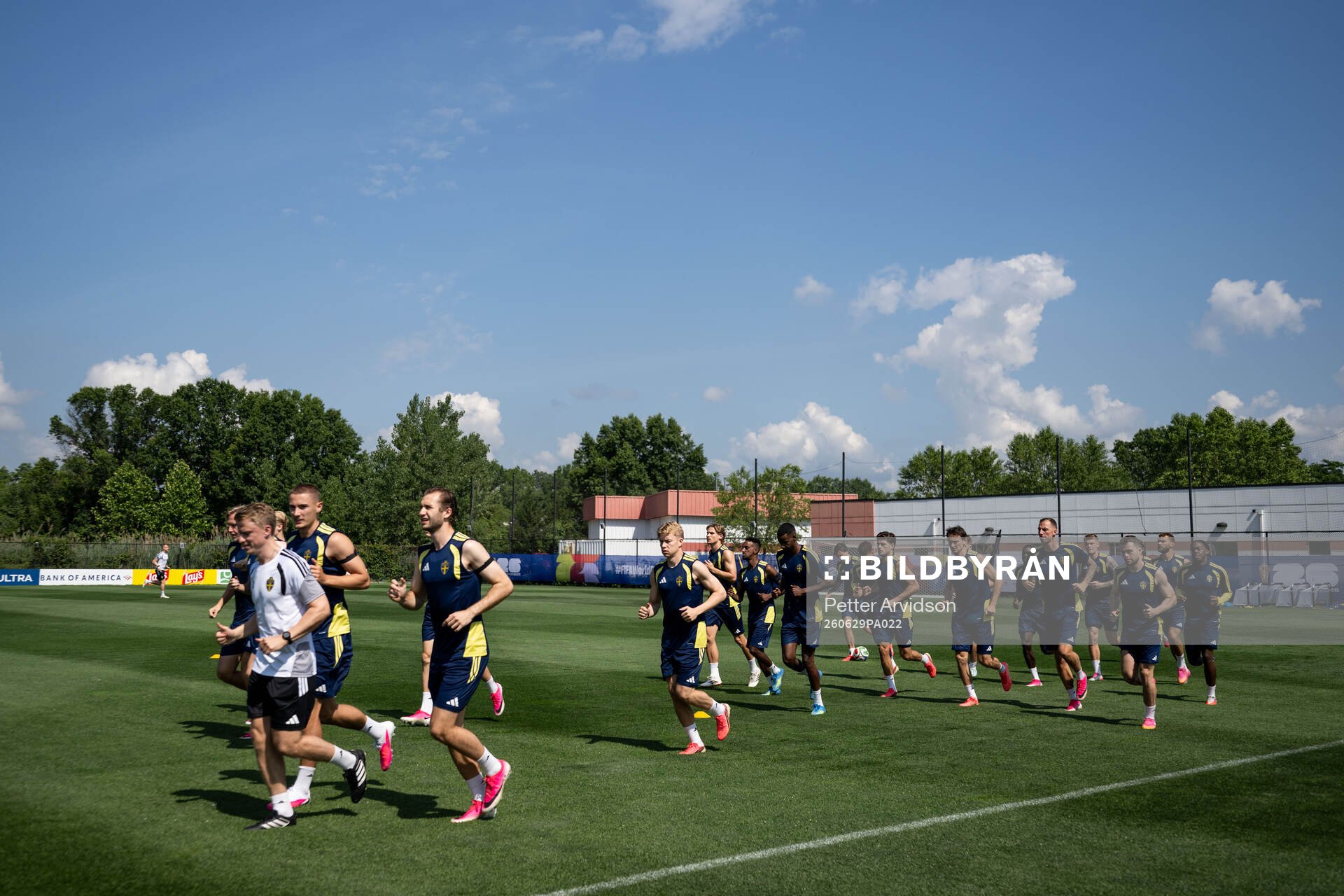 Players of the Swedish national football team at a training