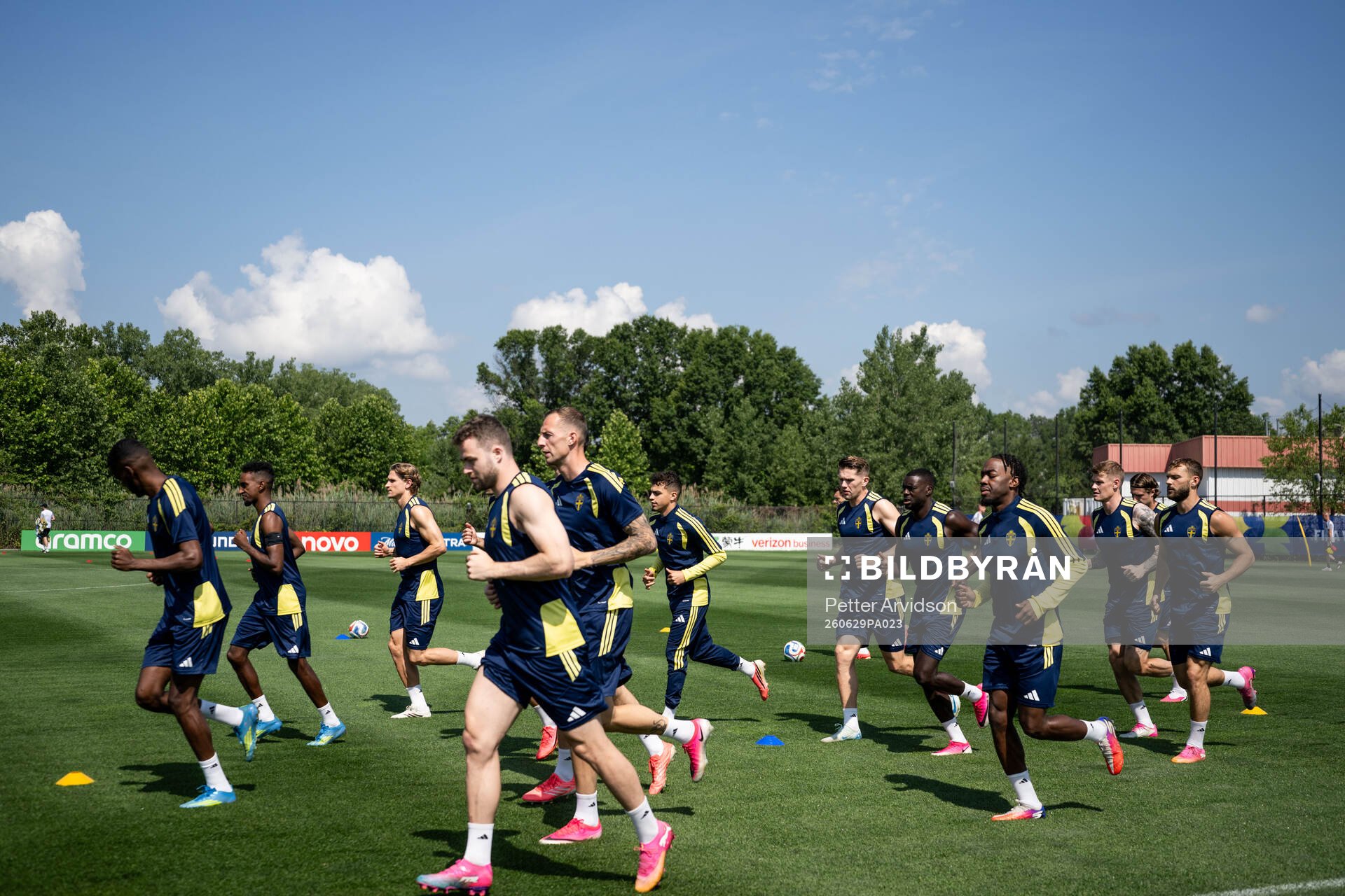 Players of the Swedish national football team at a training
