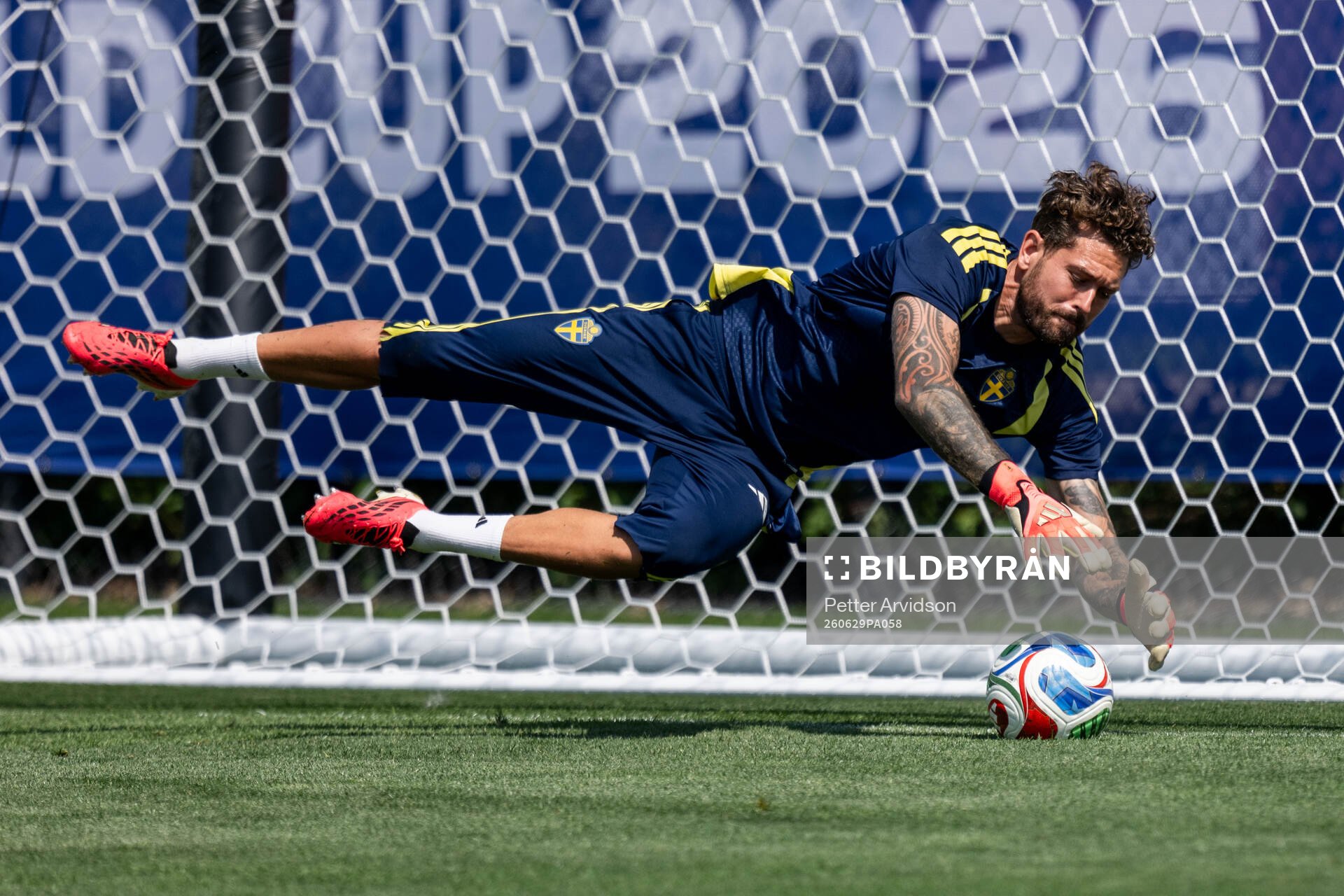 Goalkeeper Kristoffer Nordfeldt of the Swedish national