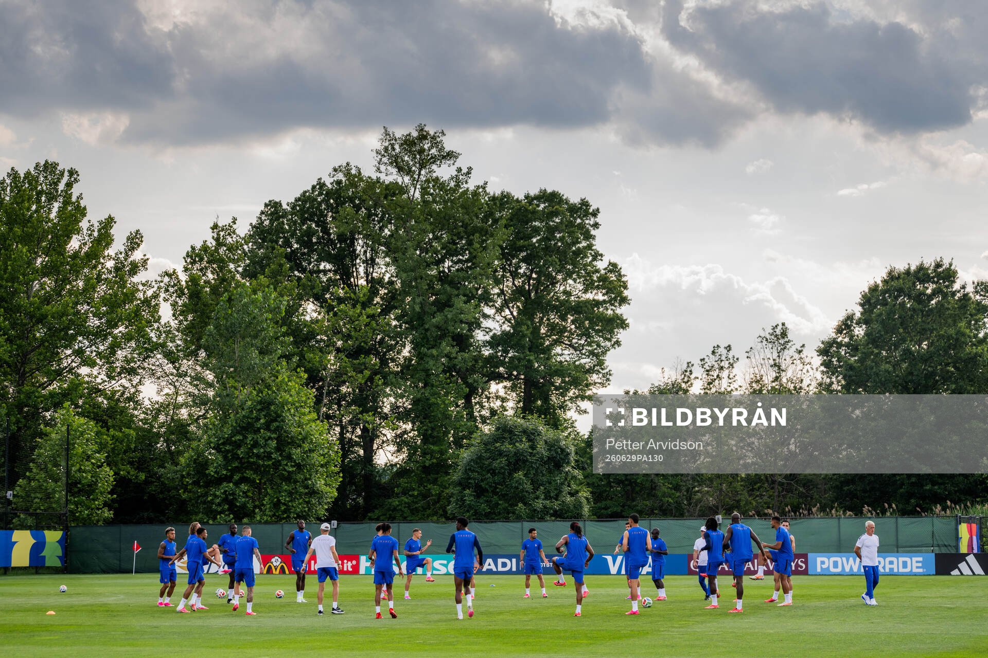 Players of the French national football team at a training