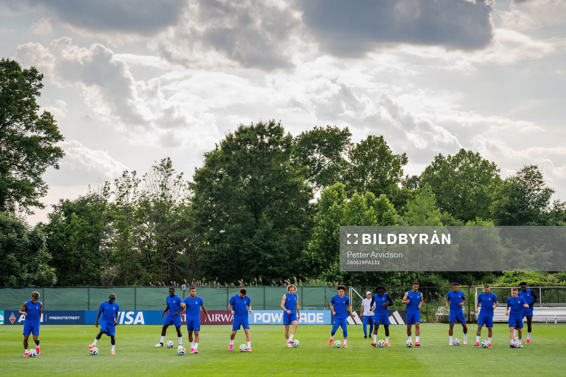 Players of the French national football team at a training