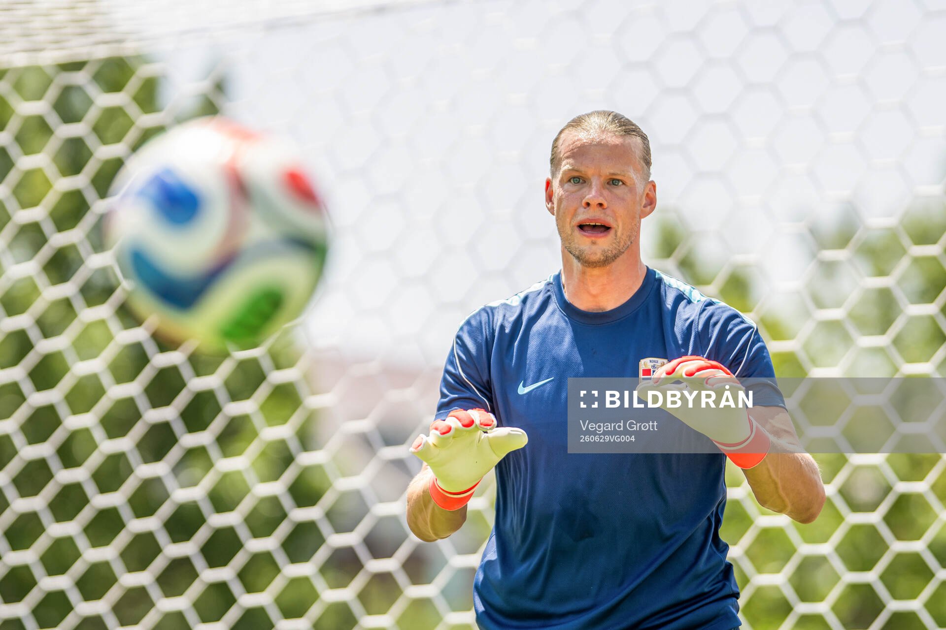 Goalkeeper Ørjan Håskjold Nyland of the Norwegian