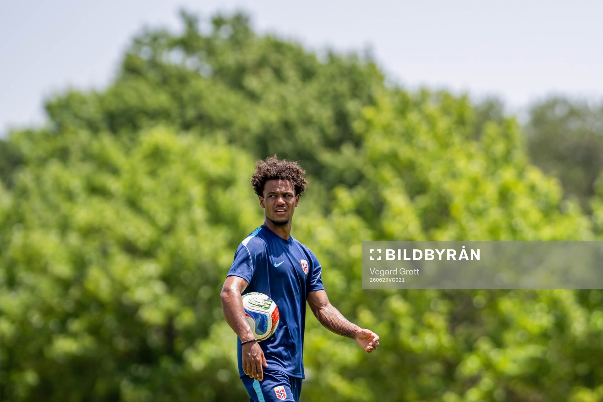Oscar Bobb of the Norwegian national football team at a