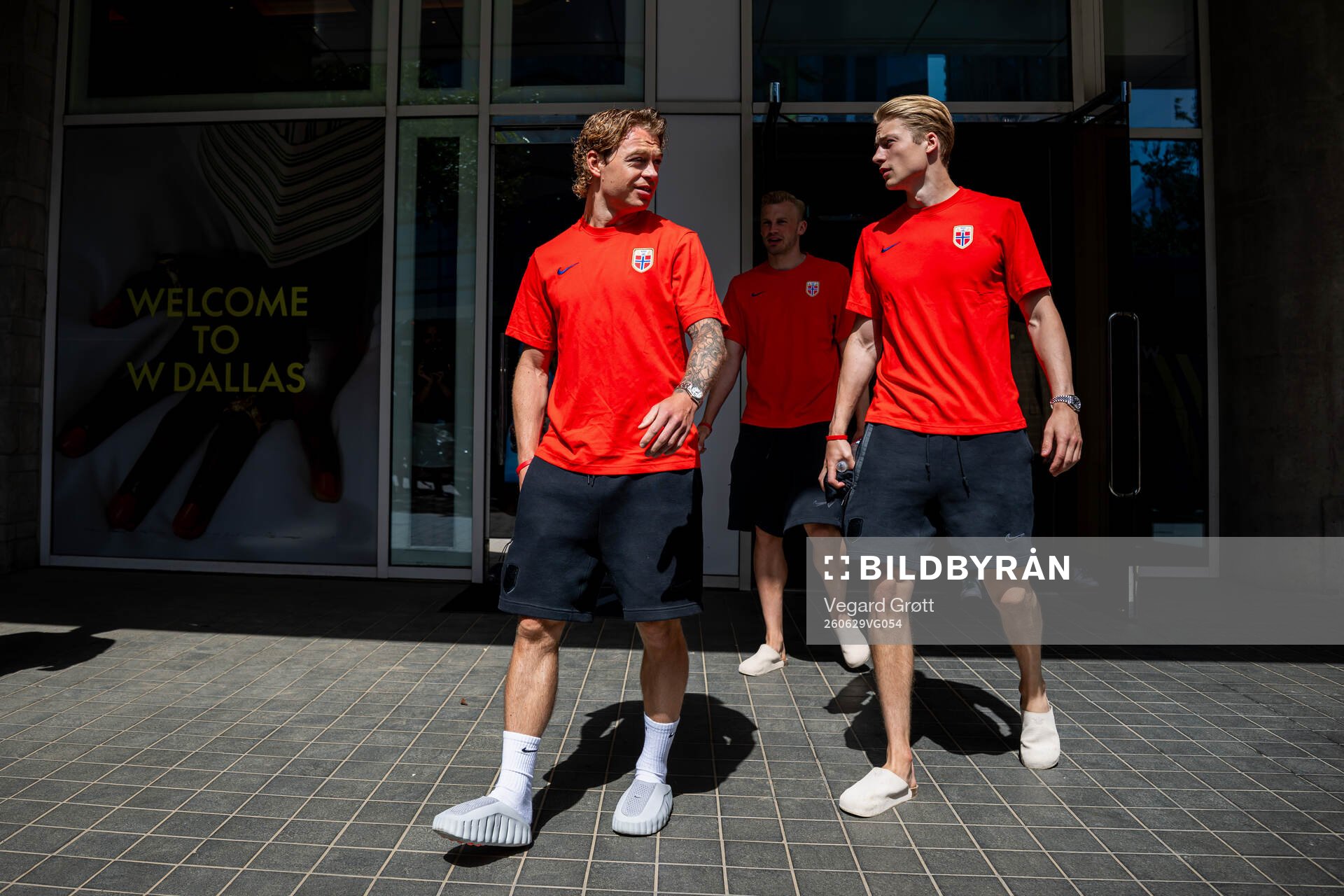 Patrick Berg and goalkeeper Sander Tangvik of the Norwegian