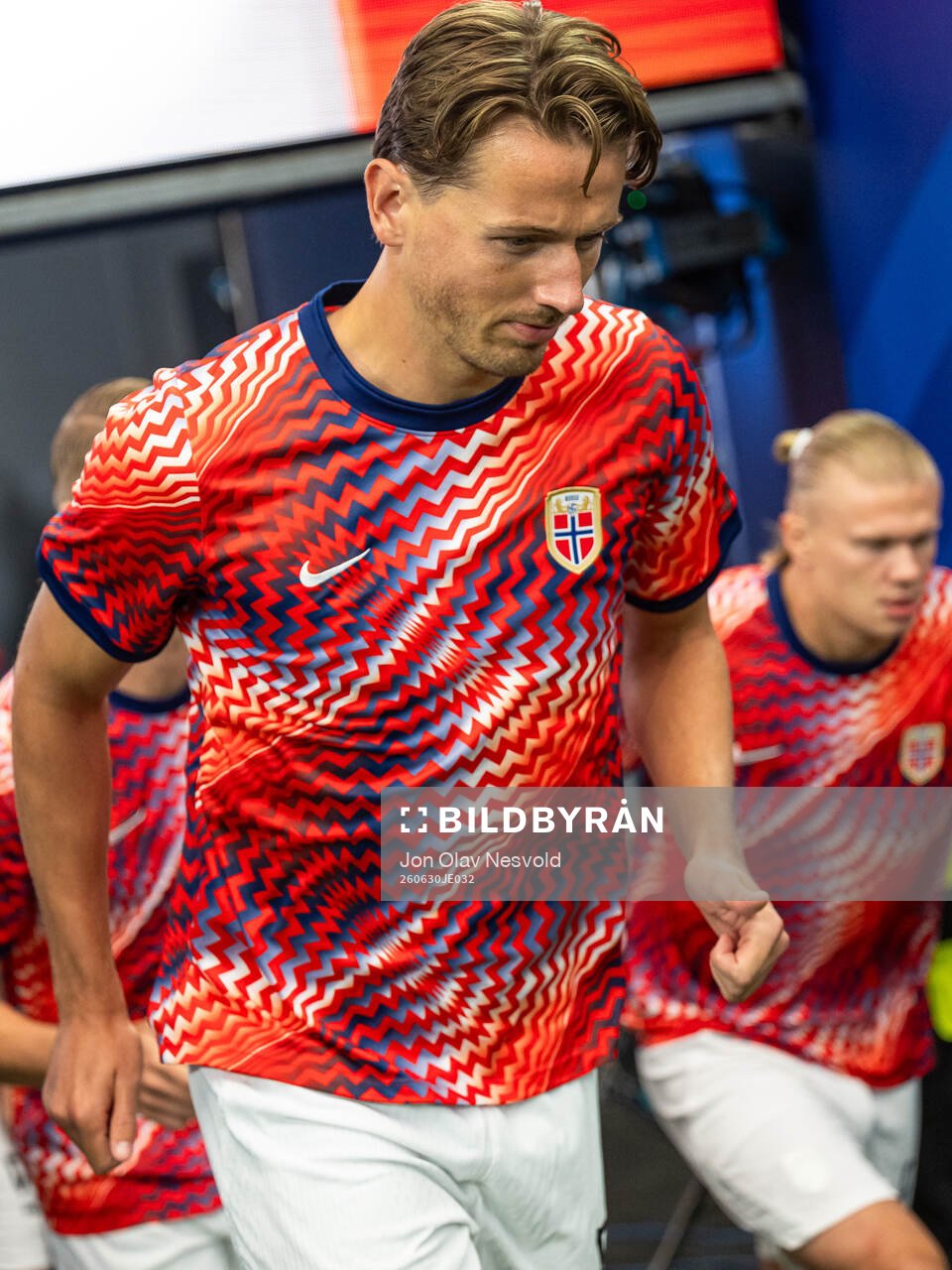Sander Berge and Erling Braut Haaland of Norway