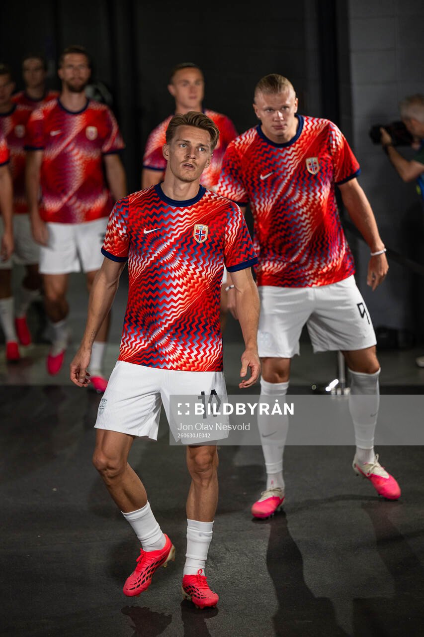 Martin Ødegaard and Erling Braut Haaland of Norway