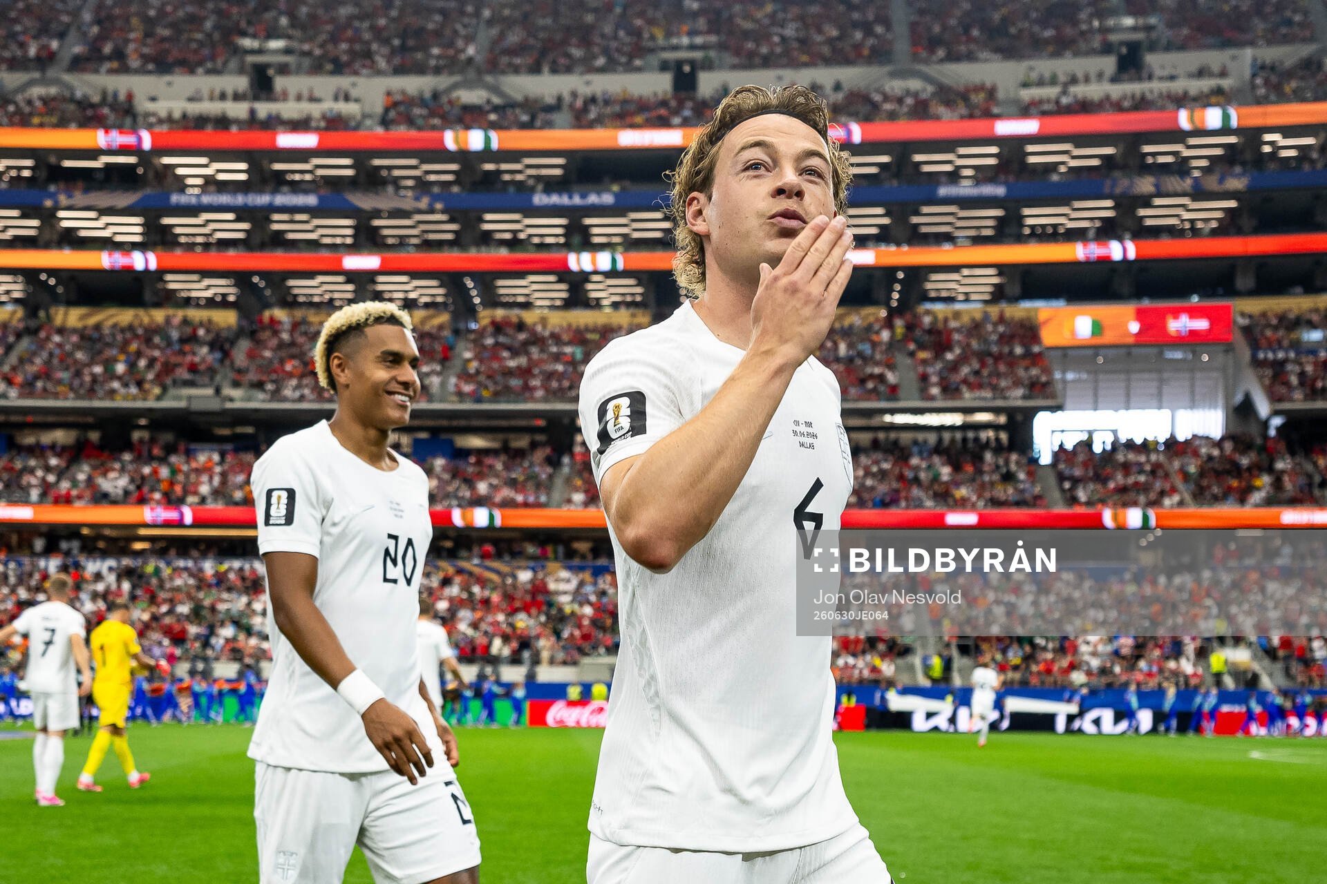 Antonio Nusa and Patrick Berg of Norway
