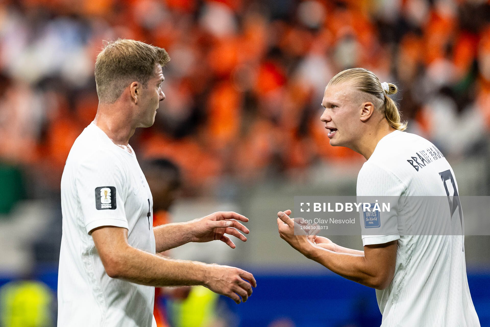 Alexander Sørloth and Erling Braut Haaland of Norway