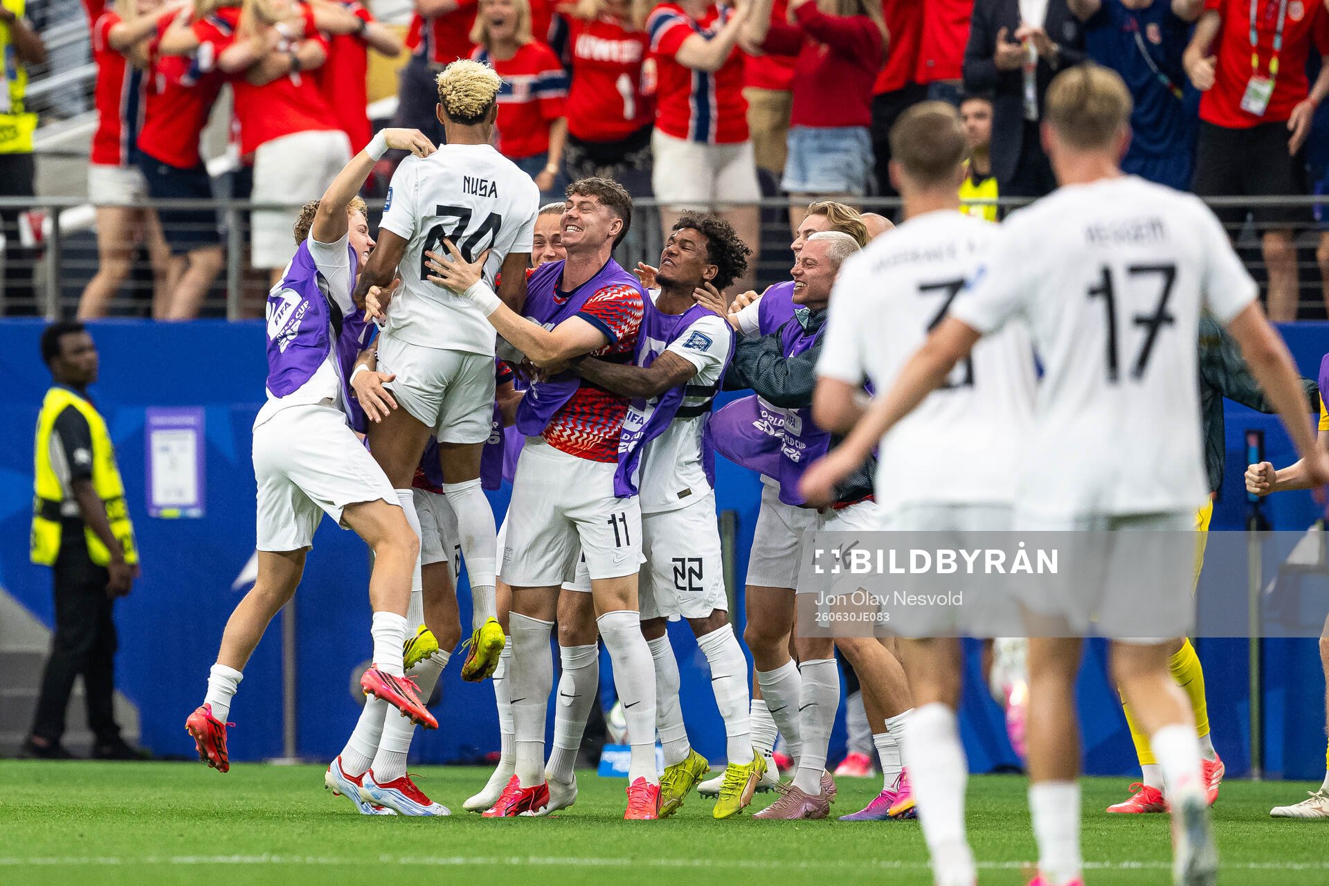 Antonio Nusa of Norway celebrates