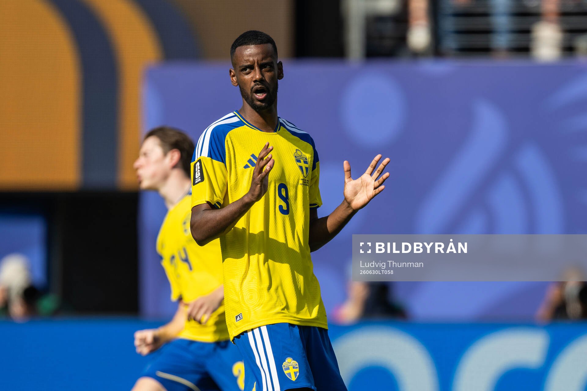Alexander Isak of Sweden reacts