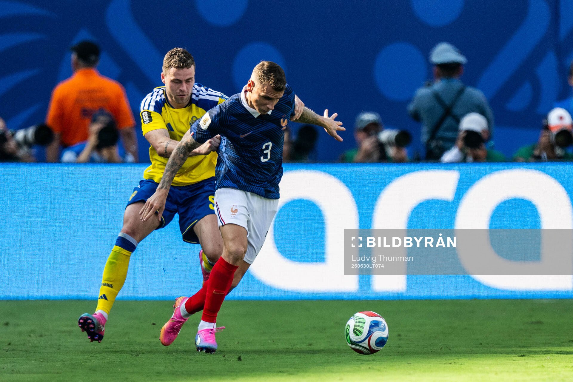 Gabriel Gudmundsson of Sweden and Lucas Digne of France