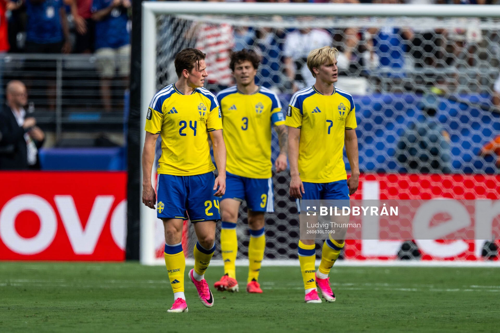 Elliot Stroud, Victor Nilsson Lindelöf and Lucas Bergvall