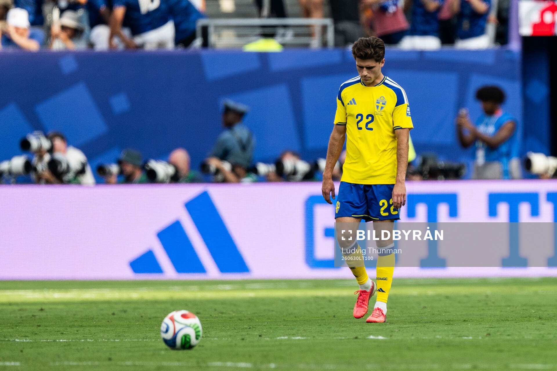 Besfort Zeneli of Sweden looks dejected