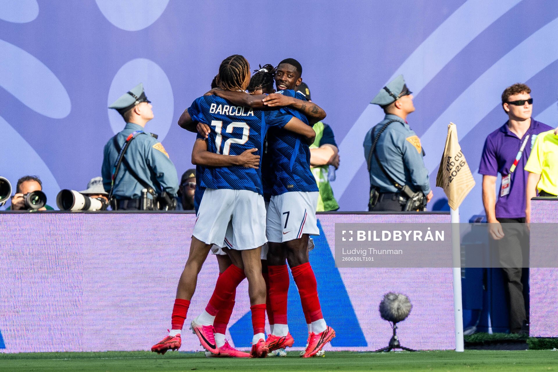 Kylian Mbappe of France celebrates with team mates