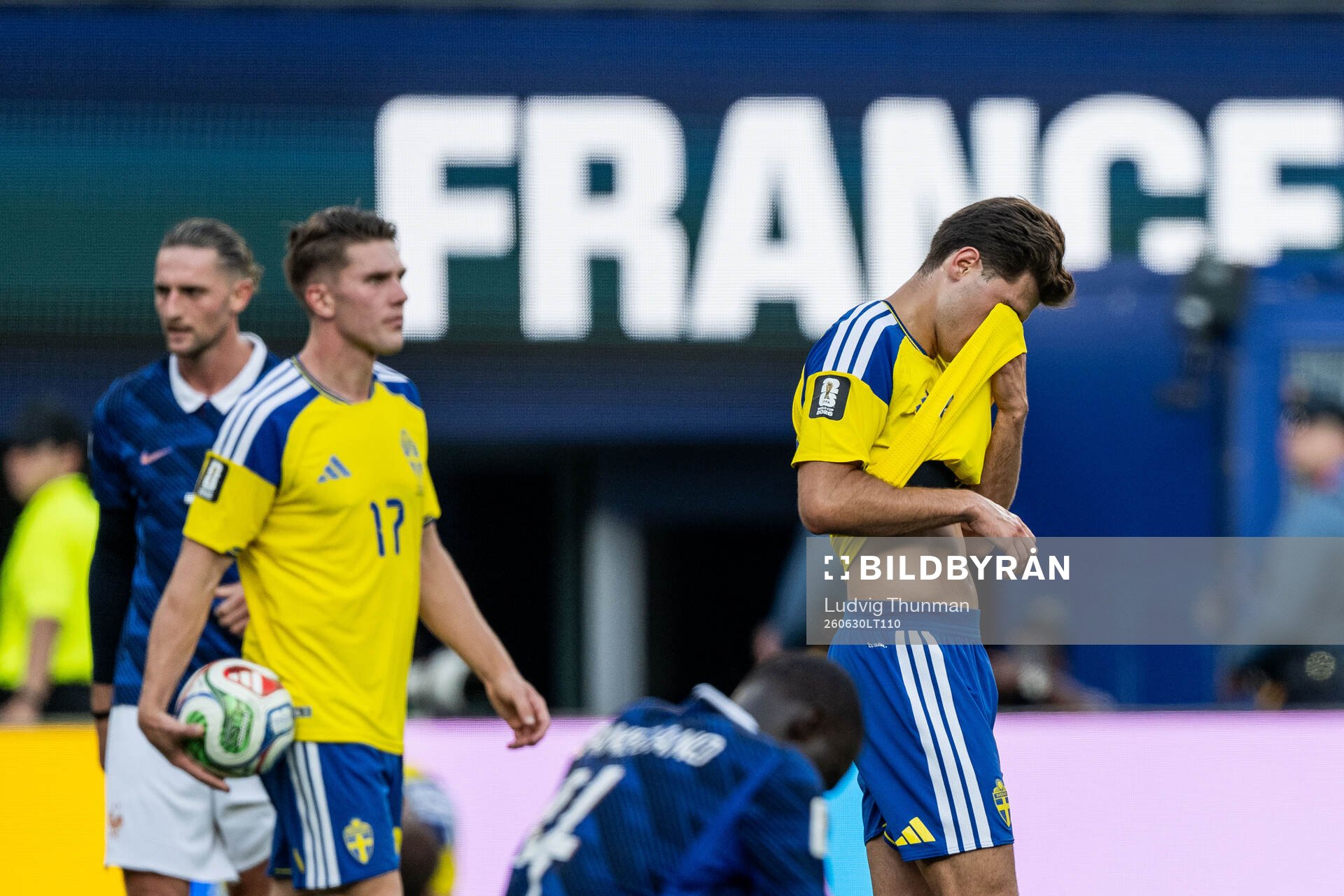 Besfort Zeneli of Sweden looks dejected