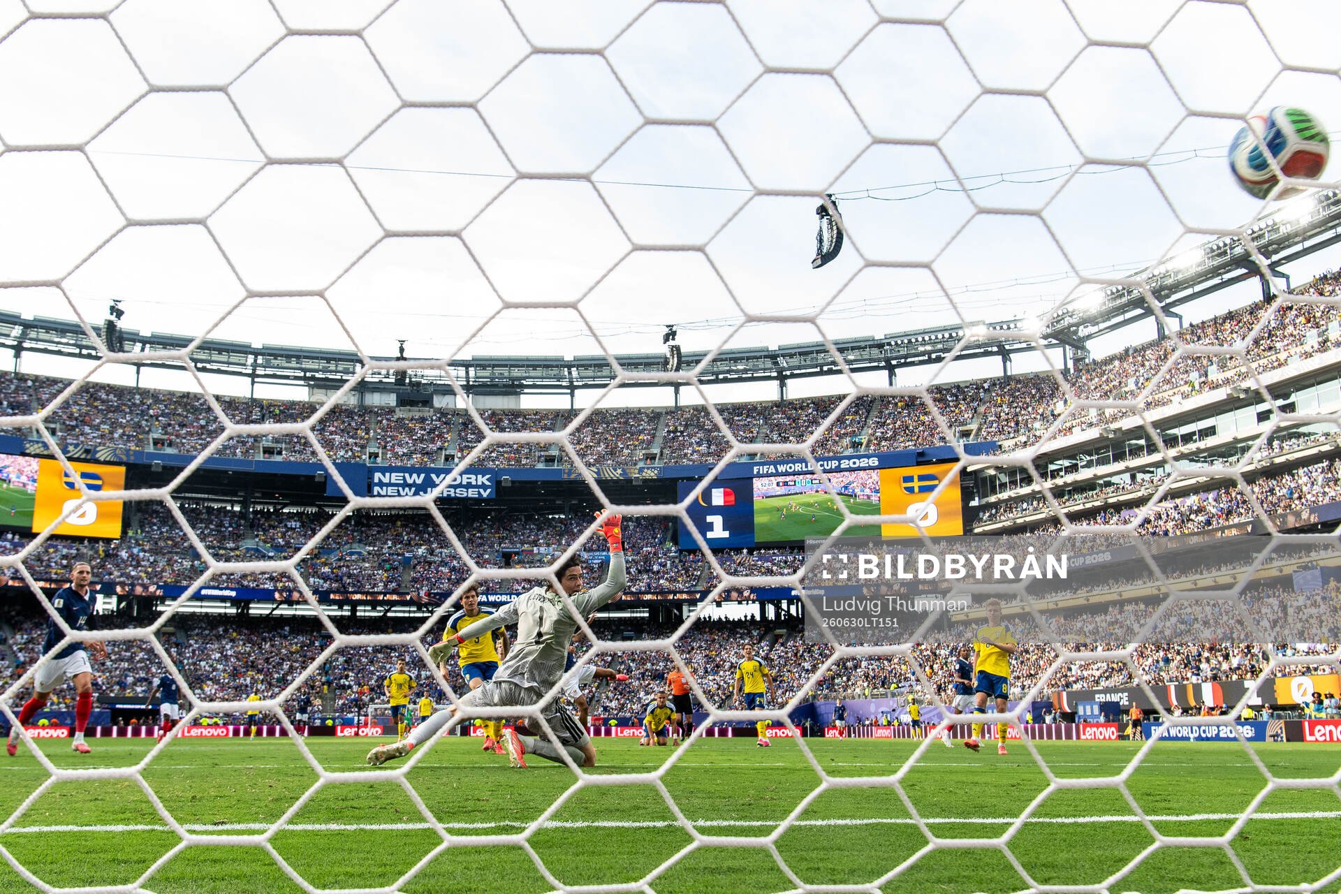 Goalkeeper Jacob Widell Zetterström of Sweden concedes 2-0