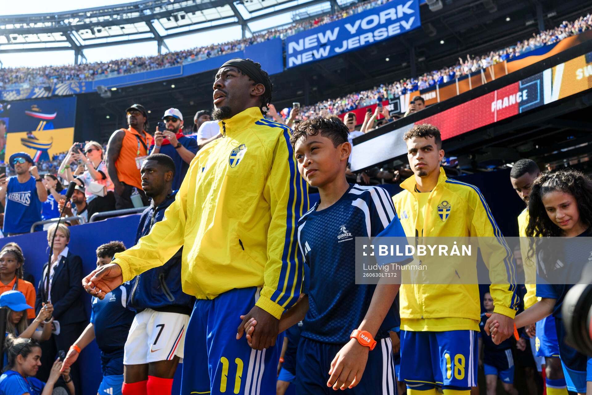 Anthony Elanga  of Sweden enters the pitch