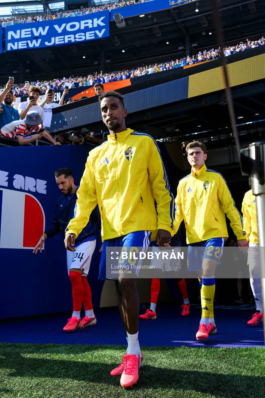 Taha Ali of Sweden enters the pitch