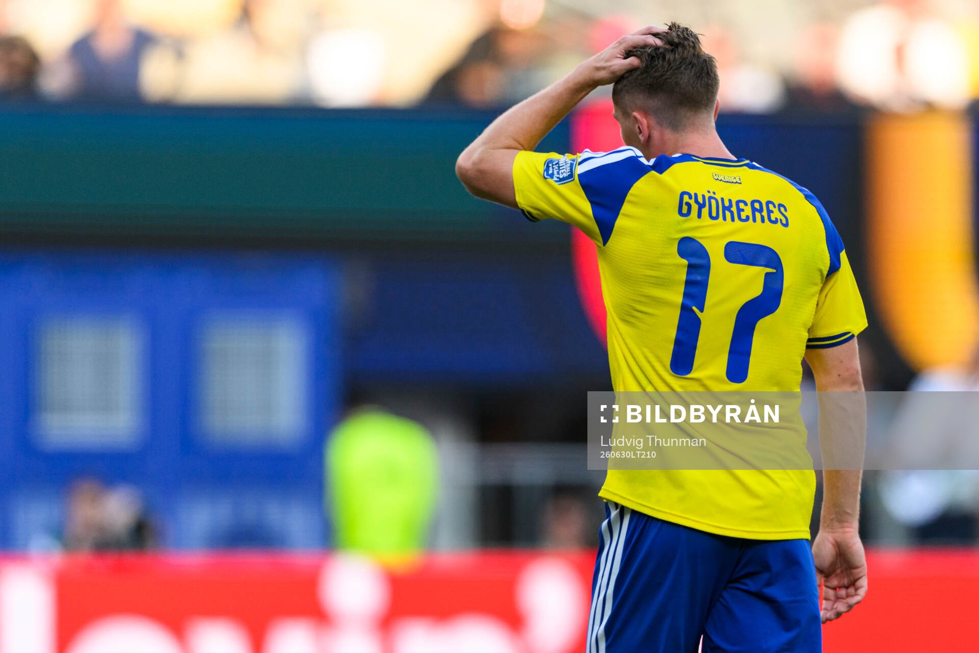 Viktor Gyökeres of Sweden looks dejected
