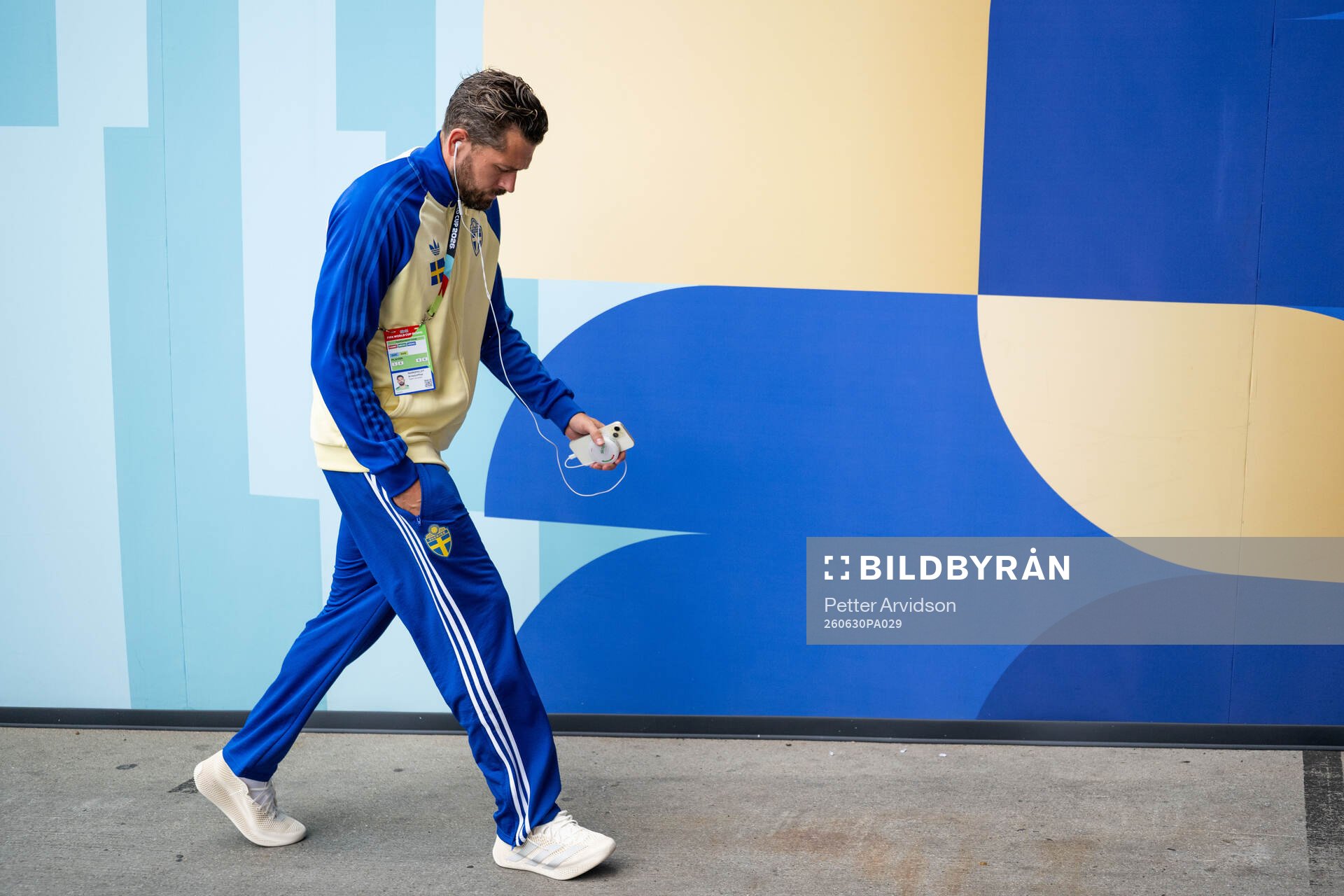 Goalkeeper Kristoffer Nordfeldt of Sweden arrives