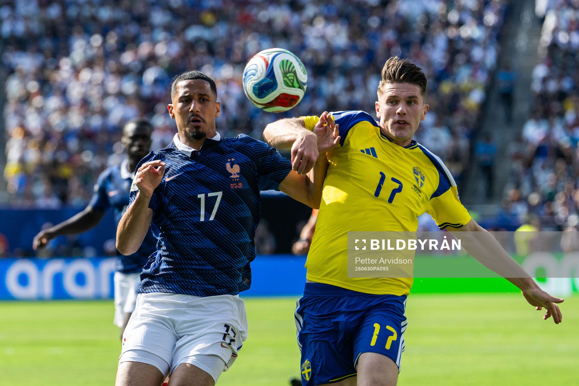 William Saliba of France and Viktor Gyökeres of Sweden