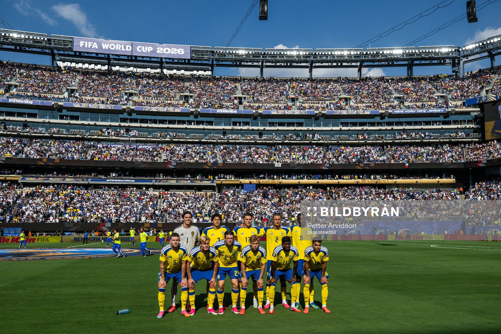 The starting eleven of Sweden pose for a team photo. From