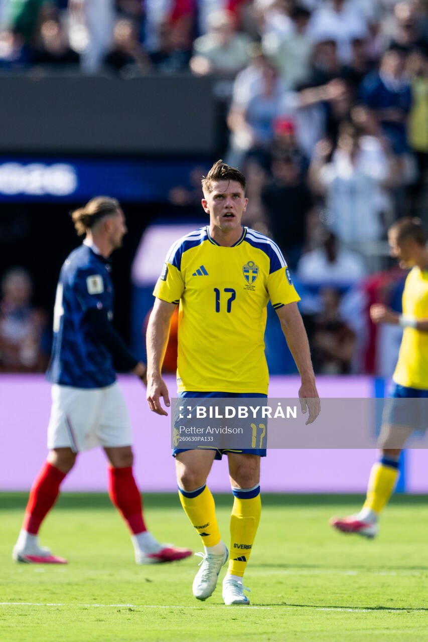 Viktor Gyökeres of Sweden looks dejected
