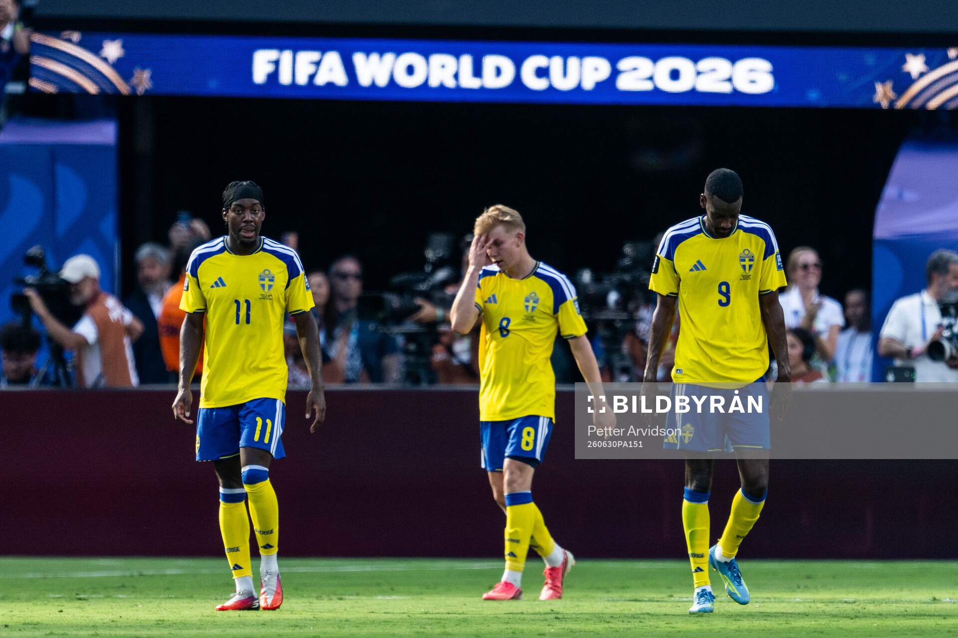 Anthony Elanga, Daniel Svensson and Alexander Isak of
