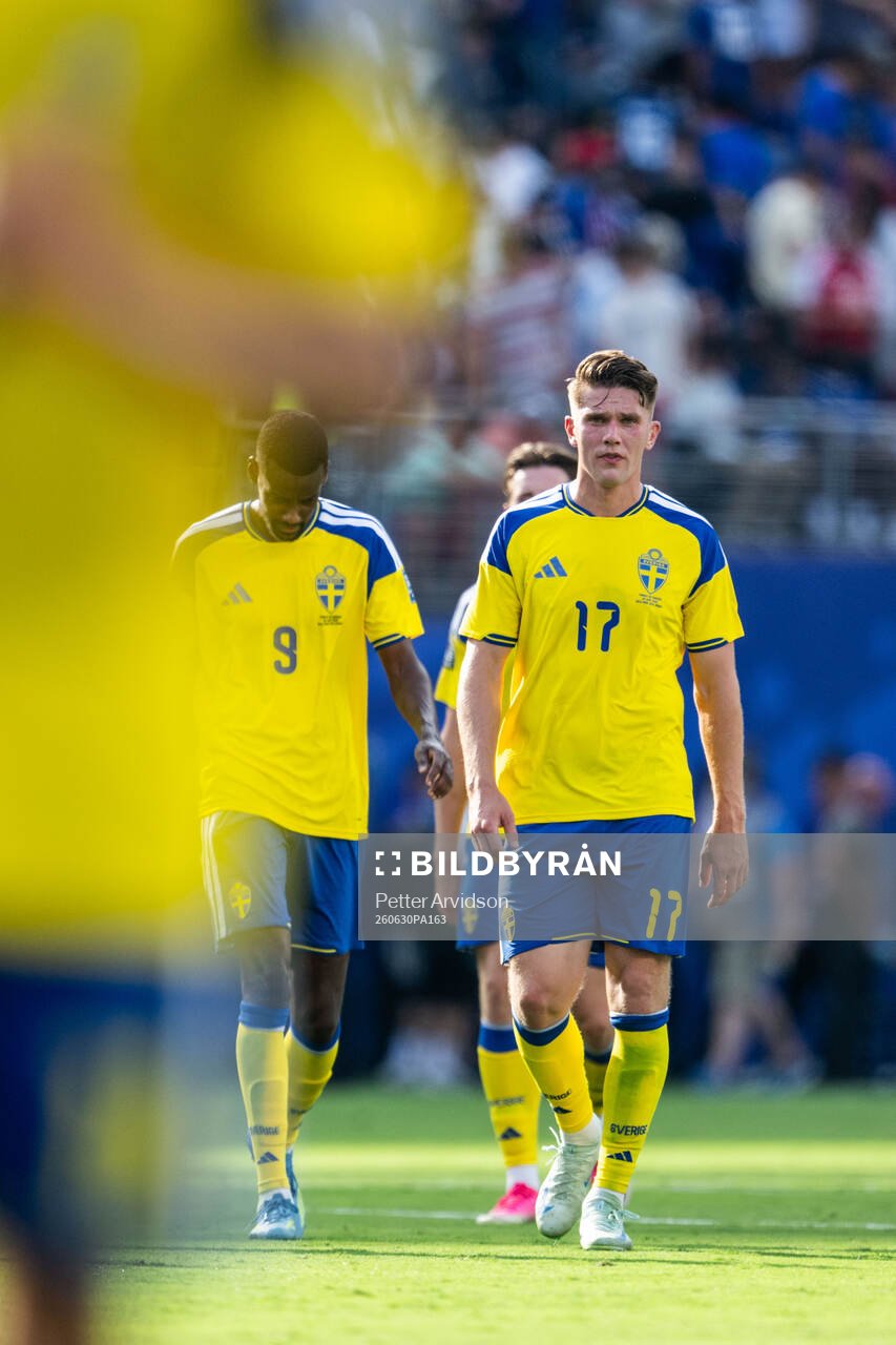 Viktor Gyökeres of Sweden looks dejected