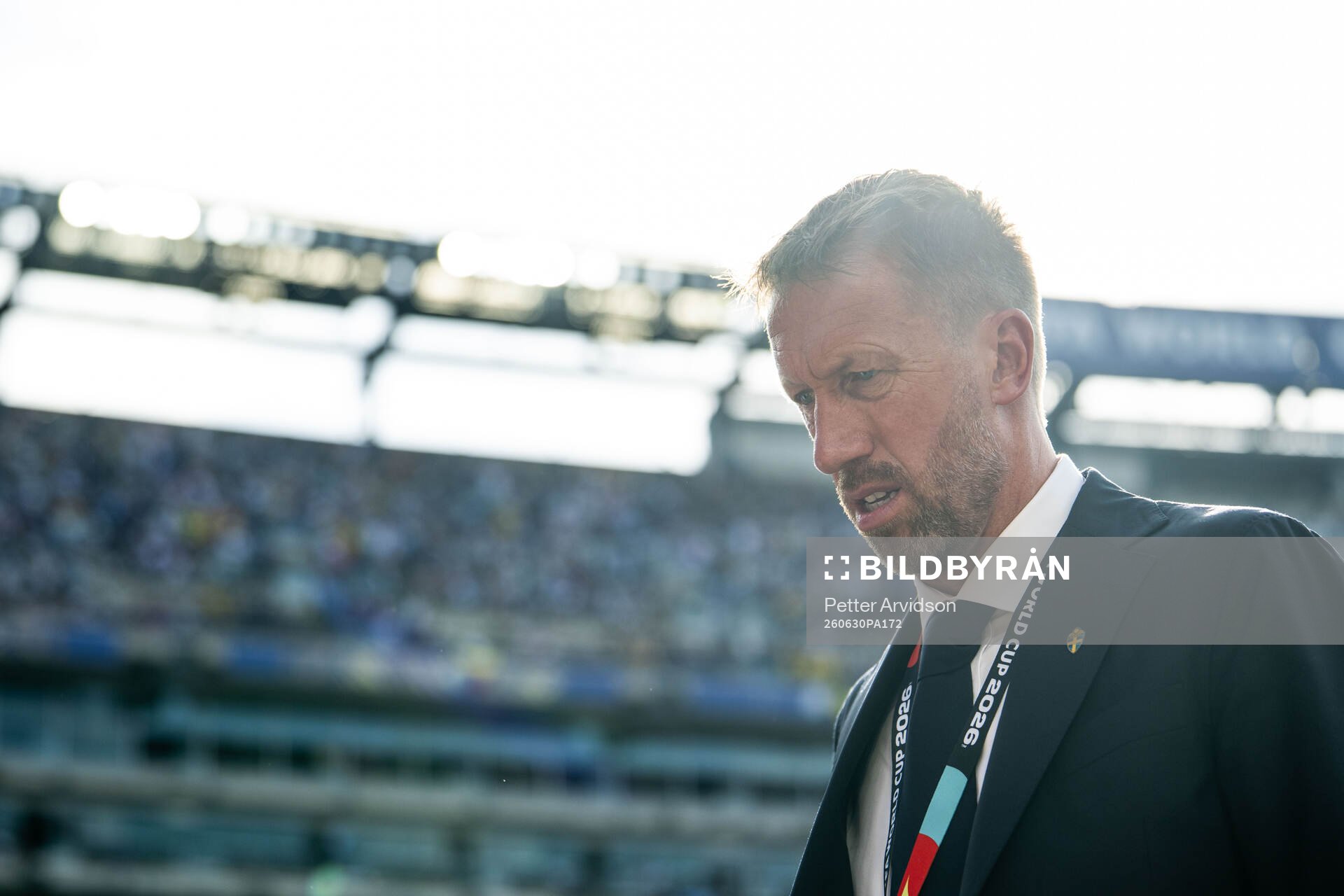 Head coach Graham Potter of Sweden looks dejected