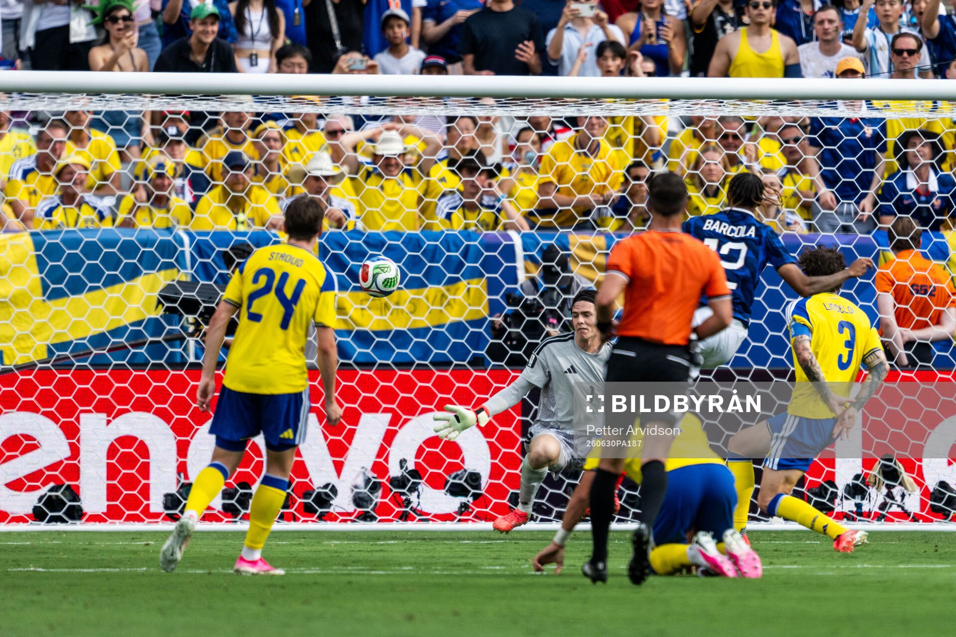 Goalkeeper Jacob Widell Zetterström of Sweden concedes 2-0