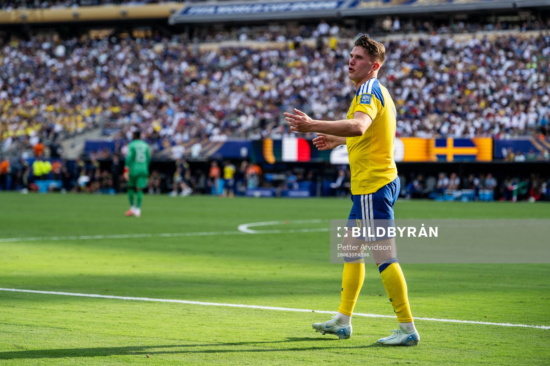Viktor Gyökeres of Sweden reacts